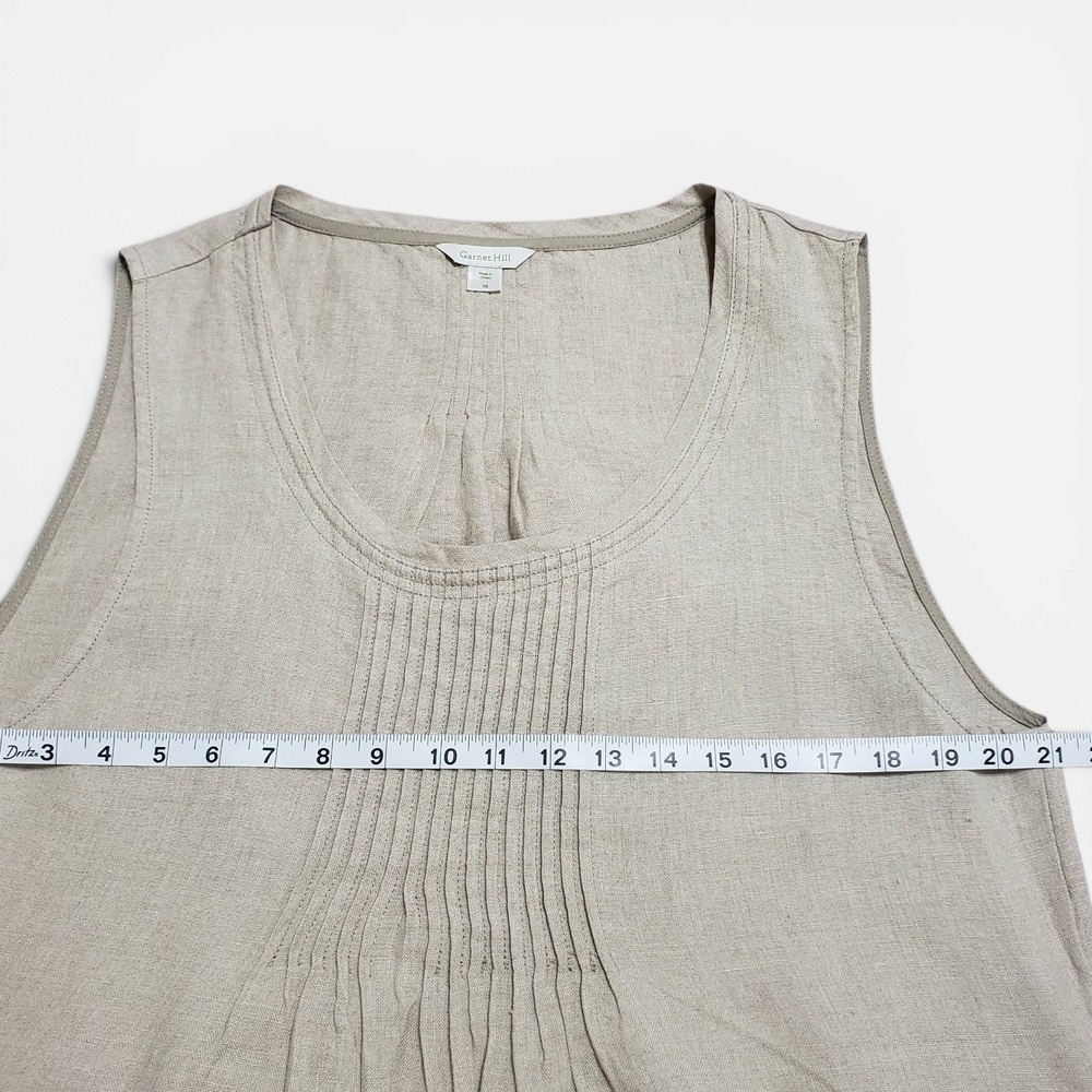 Garnet Hill Linen Pintuck A-line Shift Dress Oatmeal Beige Womens Size 18 - Picture 8 of 10